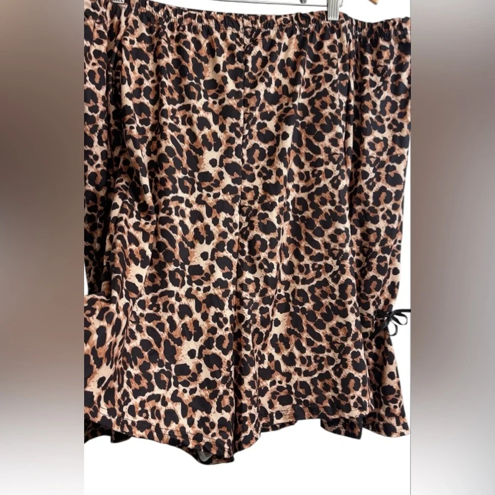 Leopard Print Off-Shoulder Romper Stretchy Size 3XL NWOT - Picture 6 of 7